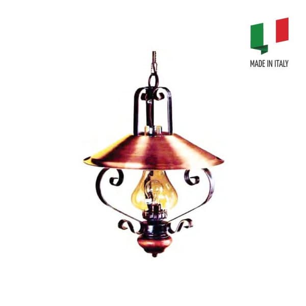 Lampadario Lanterna in Rame e Ferro Battuto Artigianale