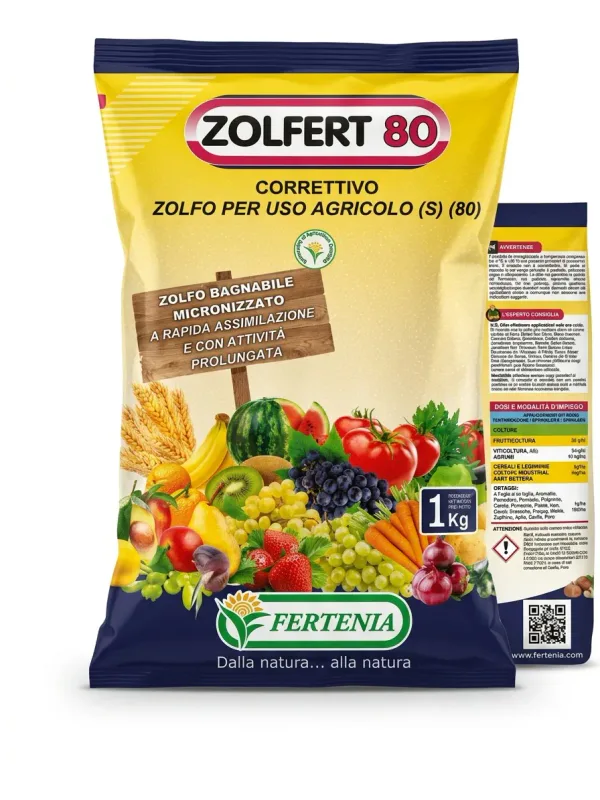 Zolfert 80 Zolfo Bagnabile Micronizzato 1 Kg per Agricoltura